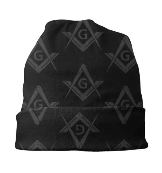 black masonic winter hat front view