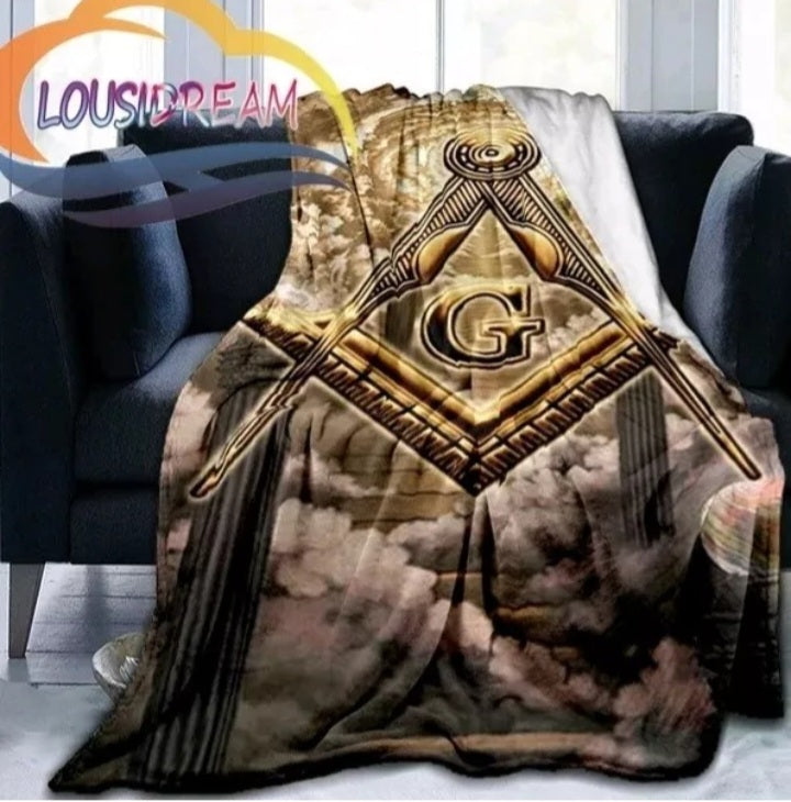 masonic blanket with gold square and compass