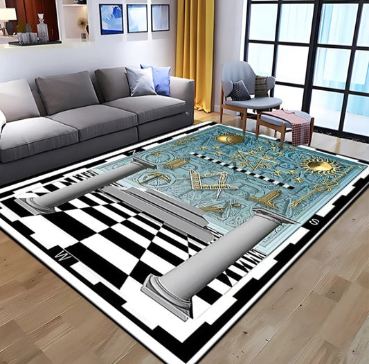 31x48 masonic rug with pillars