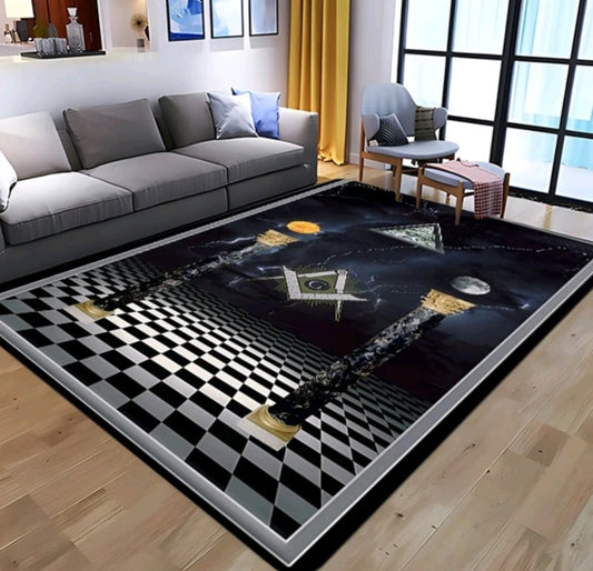 79x83 masonic tracing board rug