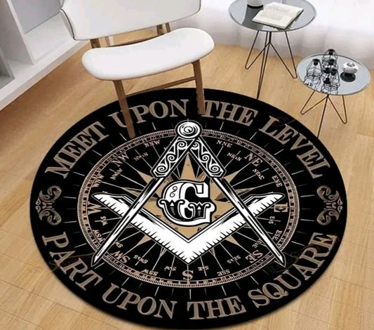 masonic round rug meet upon the level