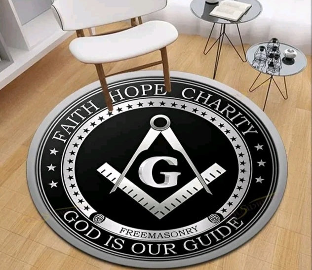 masonic round rug faith hope charity