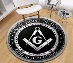 masonic round rug faith hope charity