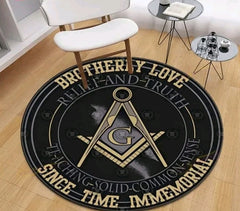 masonic round rug brotherly love