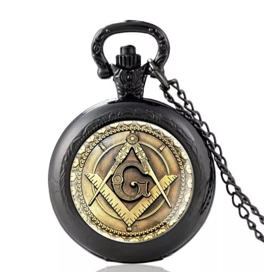 Black masonic pocket watch front view