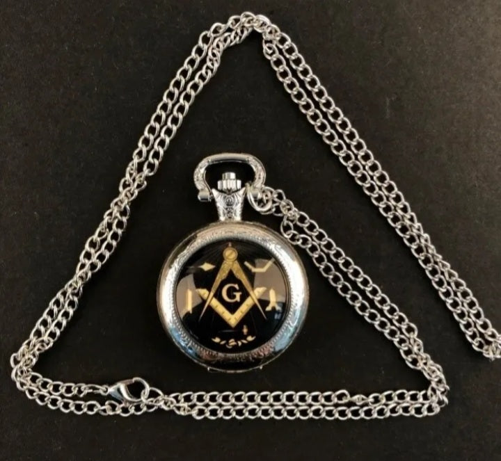 Retro masonic pocket watch with chain