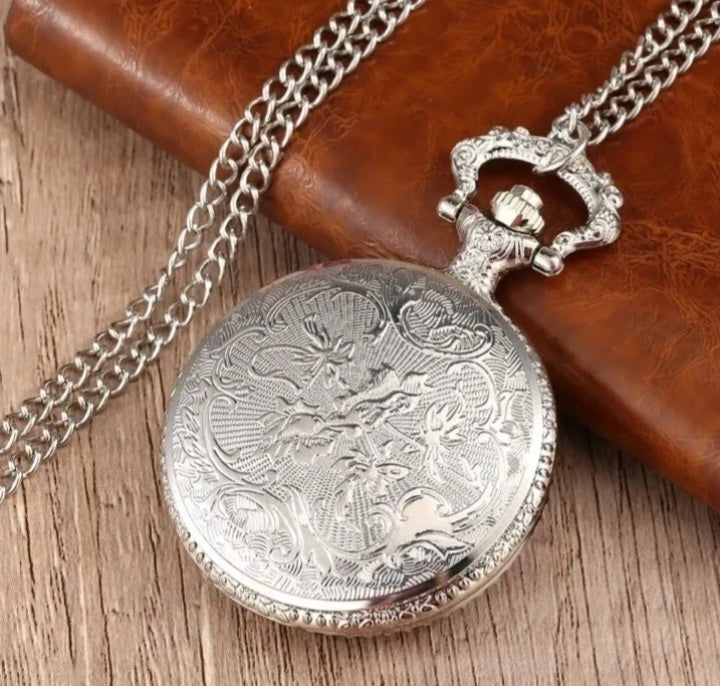 Silver masonic pocket watch rear view